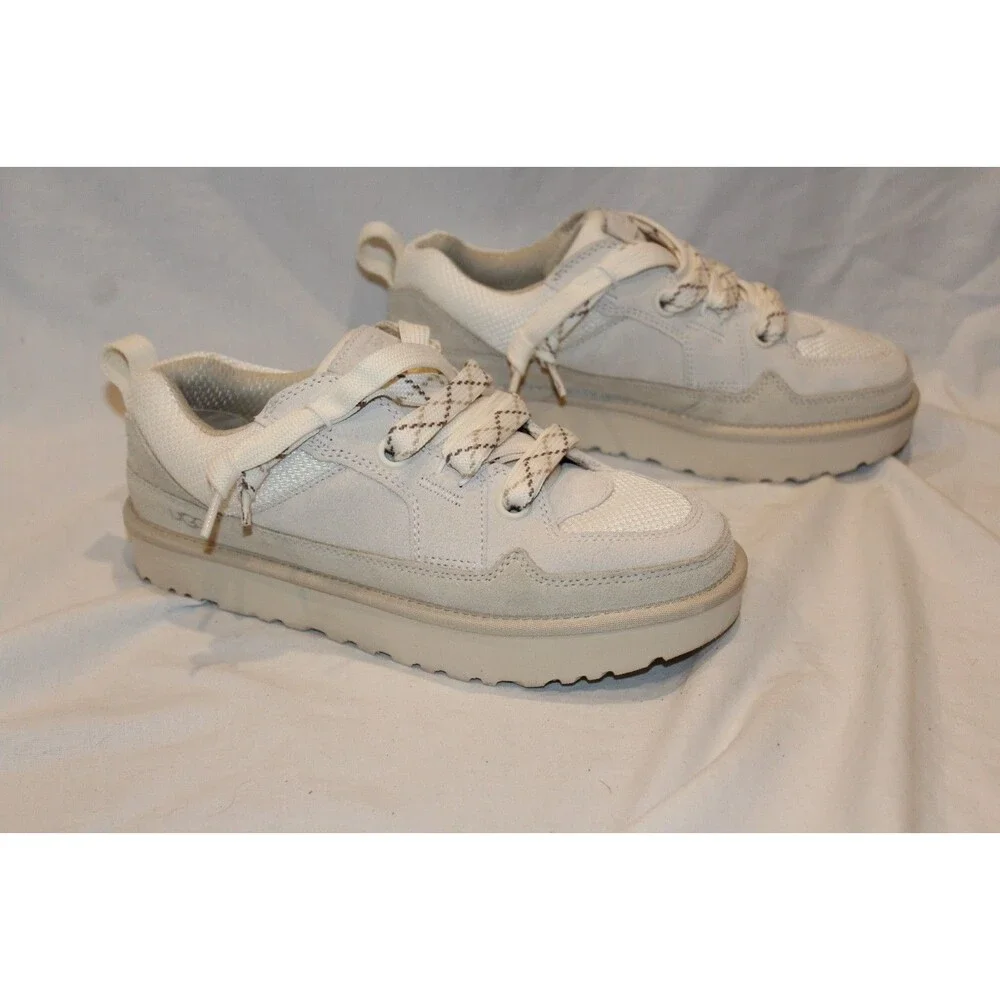 UGG Women's Lo Lowmel Suede Mesh‎ Sneakers NEW US 9 EU 40 JASMINE WHITE $150